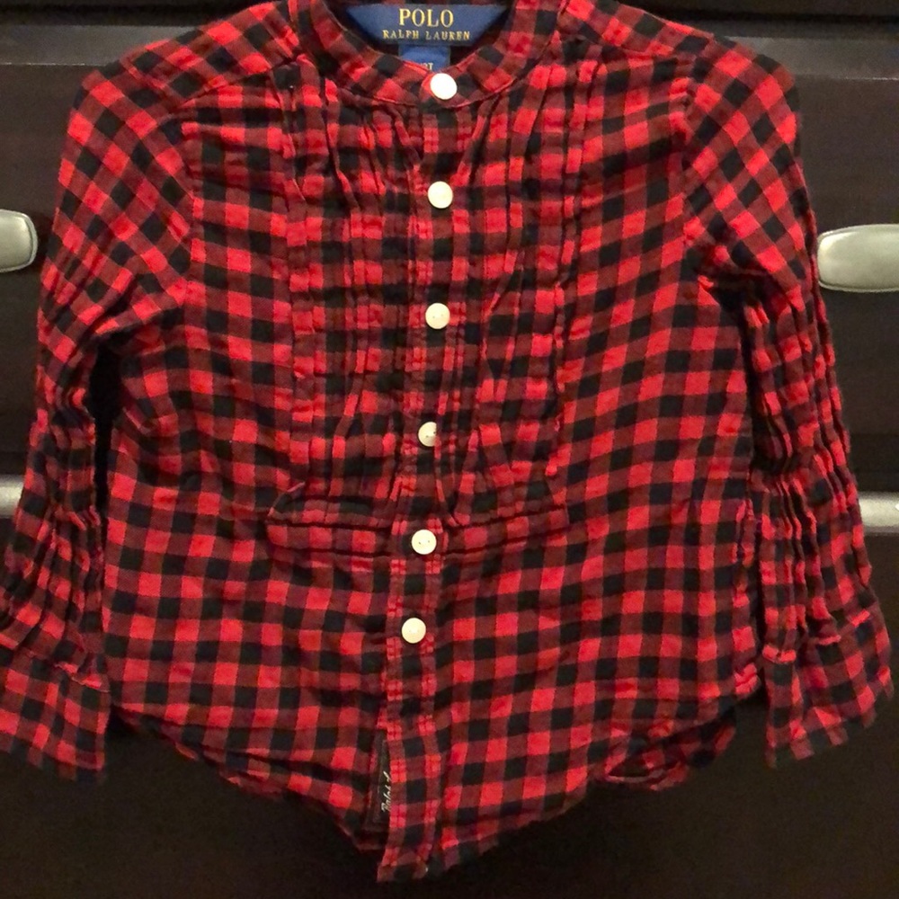 Buffalo plaid button down polo 2t